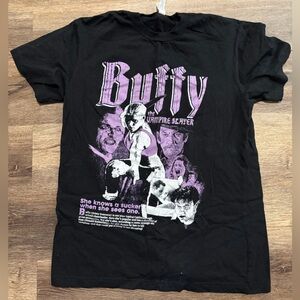 Buffy The Vampire Slayer American Apparel Black Tee with Purple Design